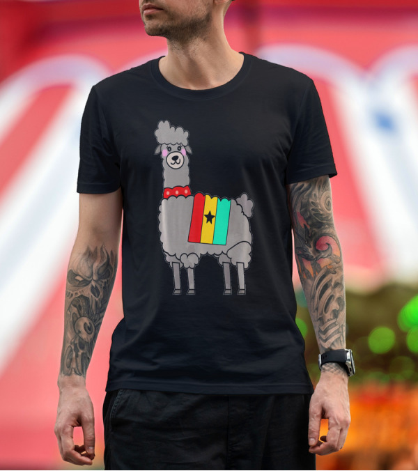 Premium T-Shirt: Llama English Version Ghana Flag Colors Lovely Hand Pai T-Shirt Llama English Version Ghana Flag Colors Lovely Hand Pai T-Shirt