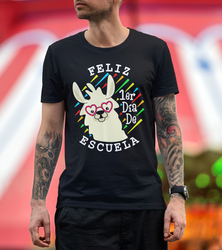 Feliz 1er Día de Escuela Llama Alpaca Lovers Heart Glasses T-Shirt