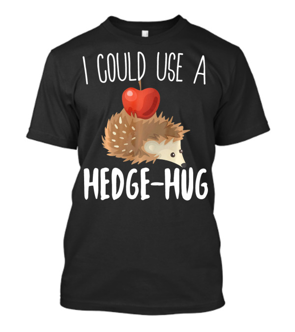 I Could Use A Hedge Hug Cute Hedgehog With Apple Animal Pun T-Shirt