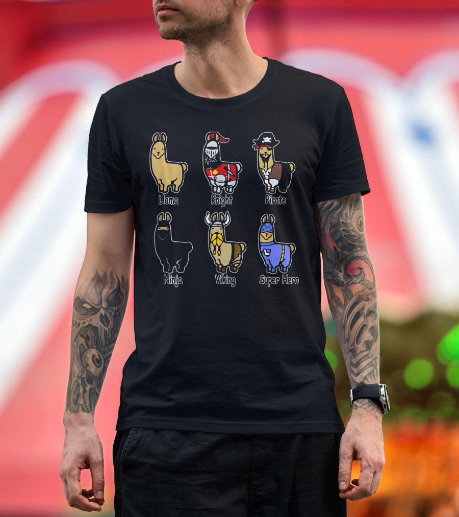 Llama Knight Pirate Ninja Viking Super Hero T-Shirt