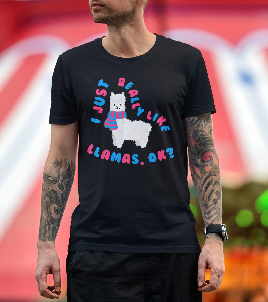 I Just Really Like Llamas OK Cute Llama with Scarf T-Shirt