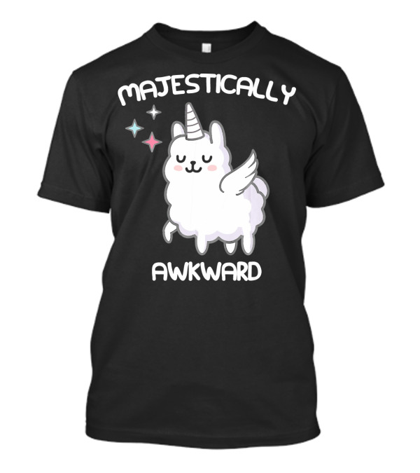 Majestically Awkward Unicorn Llama With Wings And Stars T-Shirt