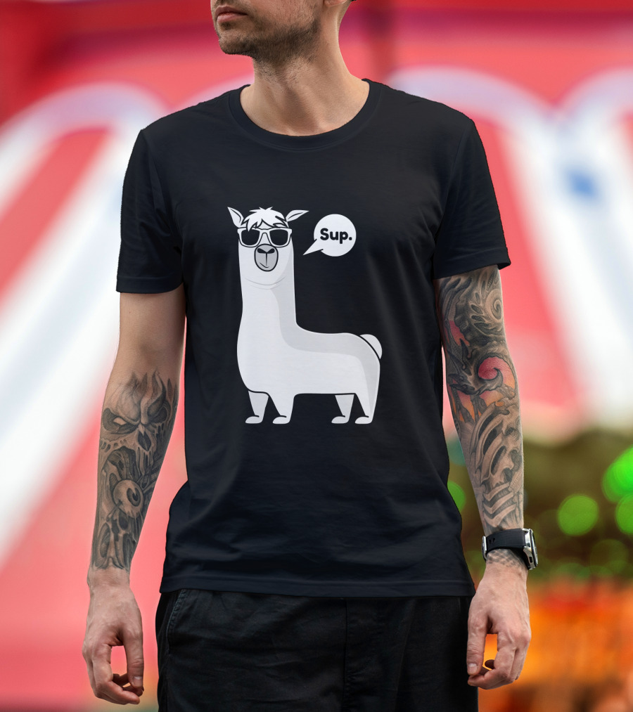 Llama Saying Sup for Alpaca Lovers with Cool Sunglasses T-Shirt