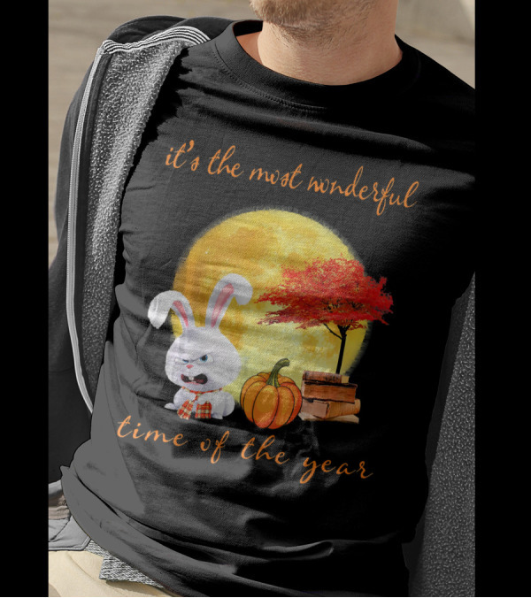It's The Most Wonderful Time Of The Year Rabbit Pumpkin Moon Tree T-Shirt