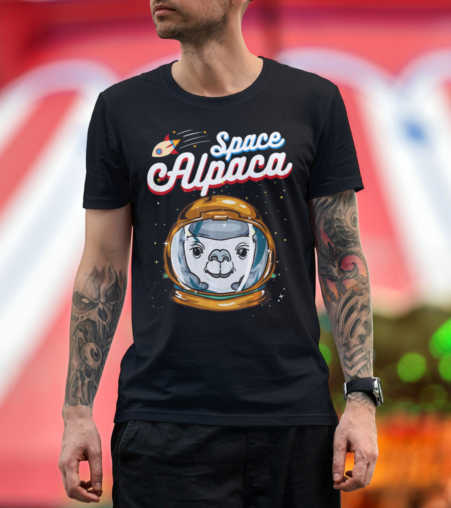 Space Alpaca Astronaut Rocket Racer T-Shirt