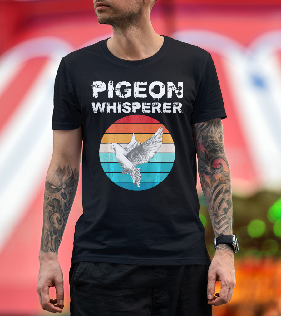 Pigeon Whisperer Retro Sunset Bird Owner T-Shirt