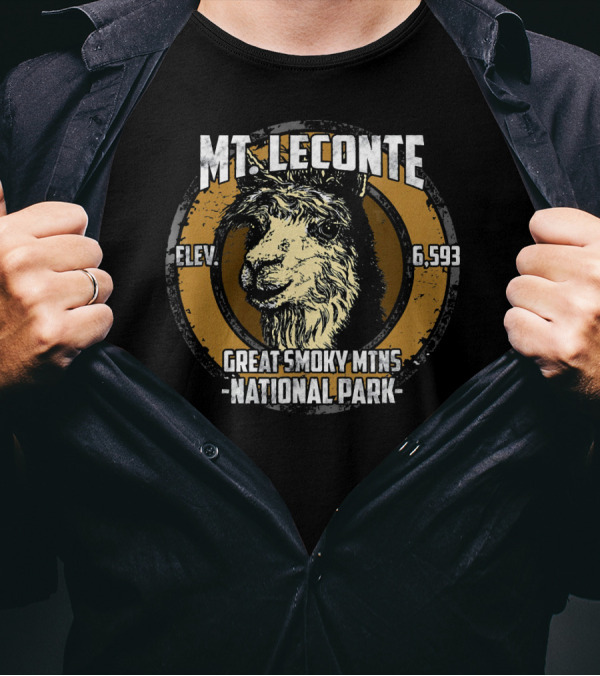 Mt LeConte Elevation 6593 Great Smoky Mountains National Park Llama T-Shirt