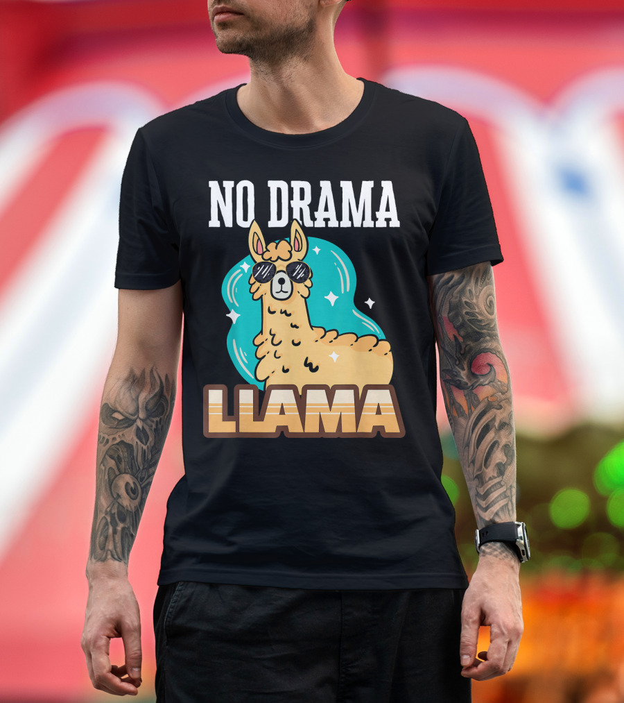 No Drama Llama Cool Sunglasses Alpaca T-Shirt