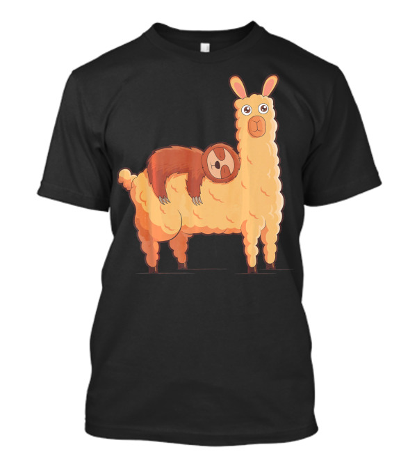 Sloth Relaxing Comfortably On Llama Alpaca T-Shirt
