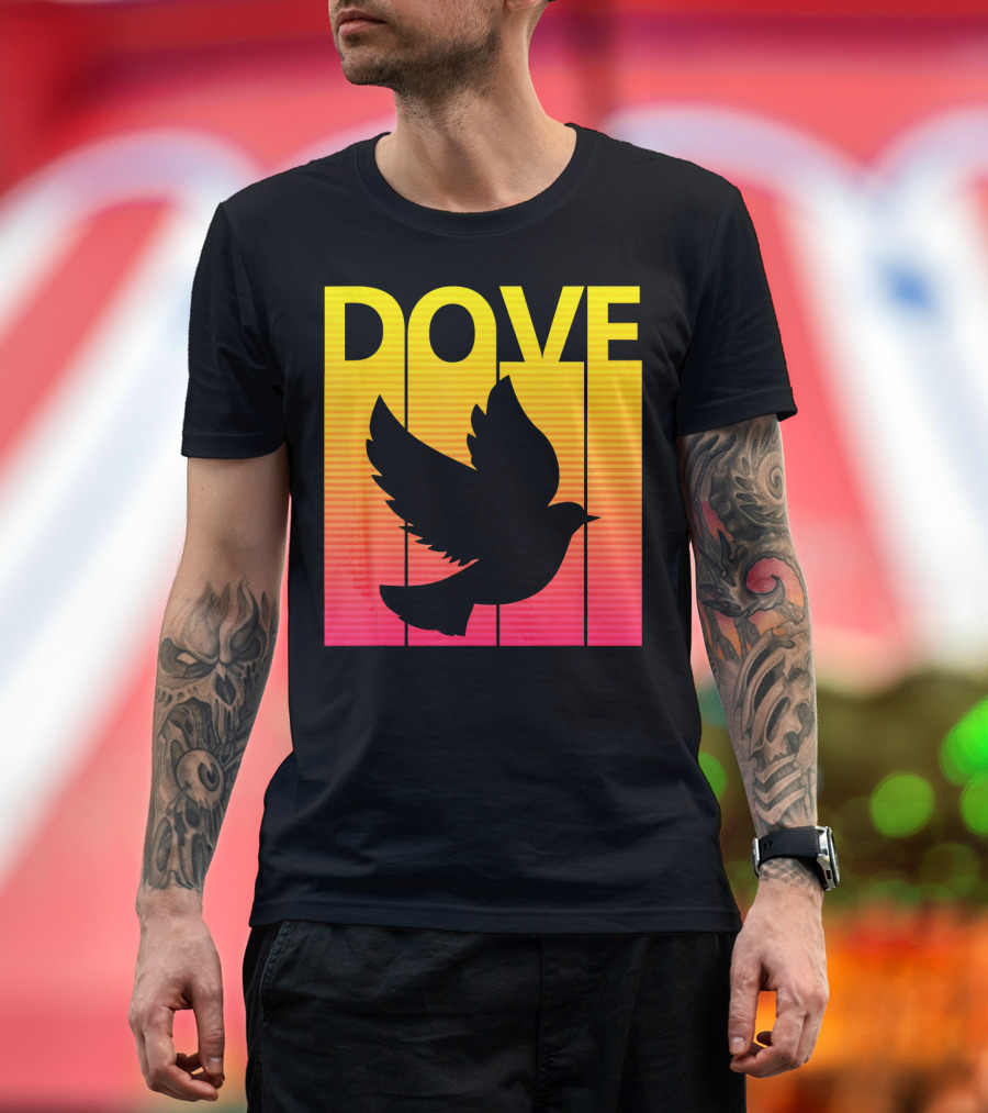 Spooky Dove Bird Retro Sunset T-Shirt