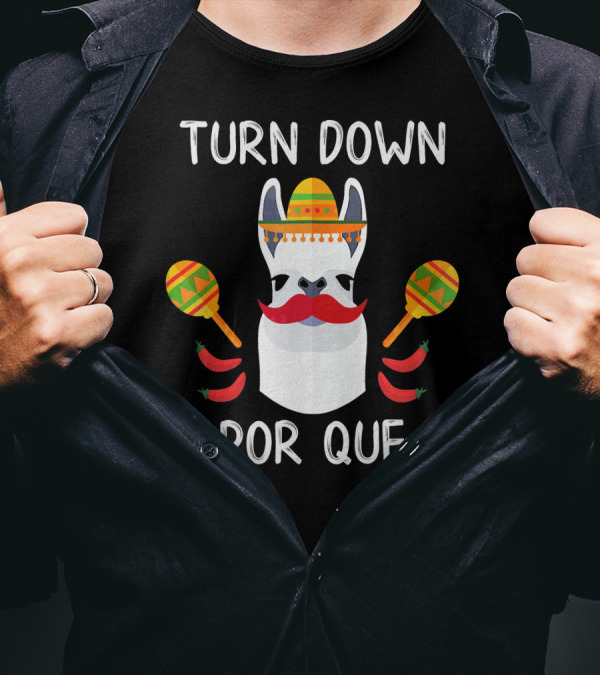 Turn Down Por Que Llama Sombrero Maracas Chili Peppers T-Shirt