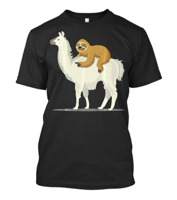 Sloth Riding Llama Funny Alpaca Adventure T-Shirt