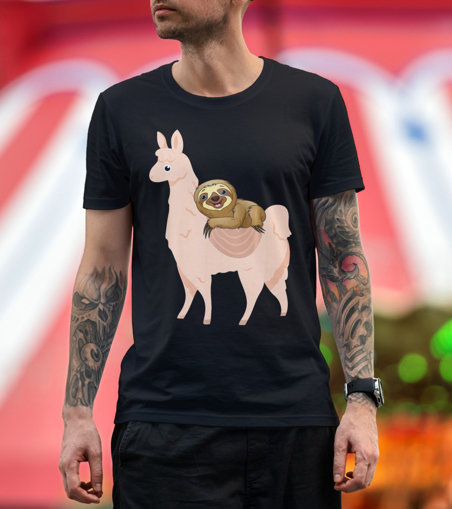 Sloth Riding a Llama Funny Sloth T-Shirt