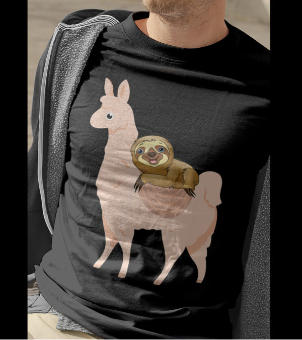 Sloth Riding A Llama Funny Sloth T-Shirt