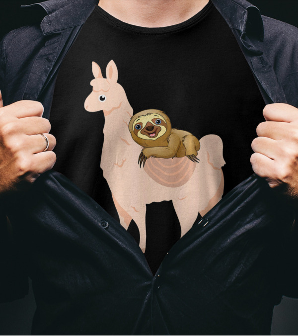 Sloth Riding A Llama Funny Sloth T-Shirt
