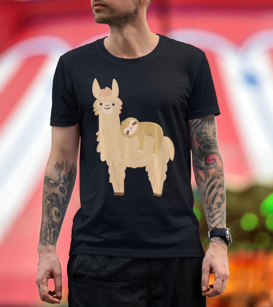 Sloth Napping on Llama T-Shirt