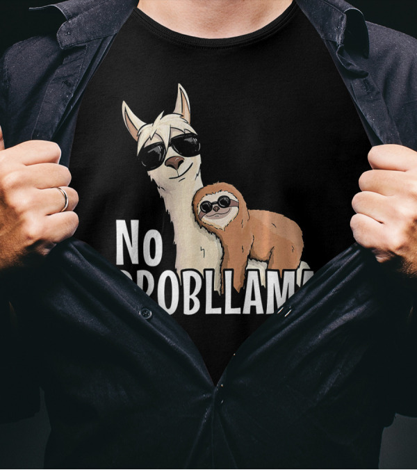 No Prob Llama Funny Llama Sloth Alpaca Lover T-Shirt