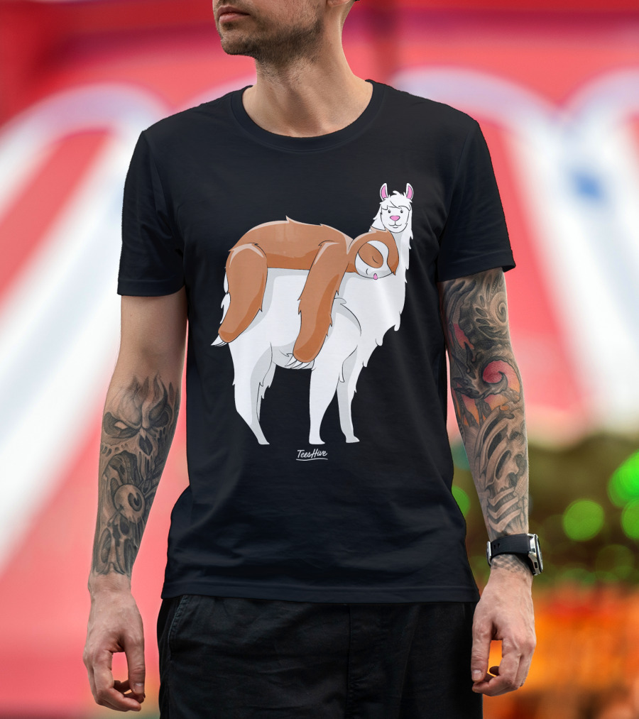 Sloth Riding Llama Love TeeHive Llama Lover T-Shirt