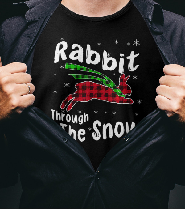 Rabbit Through The Snow Plaid Snowflake T-Shirt