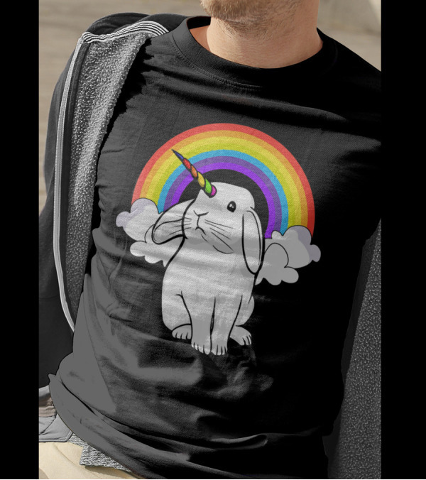 Magical Rainbow Unicorn Bunny Cute Rabbit T-Shirt