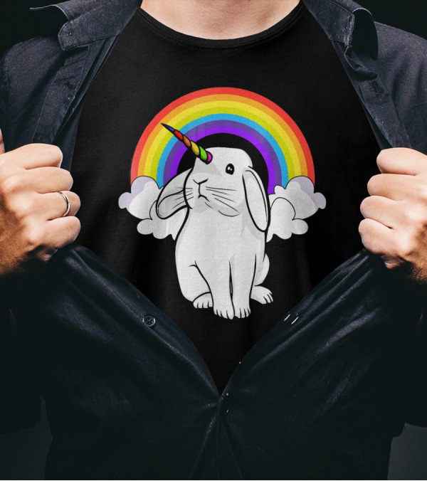Magical Rainbow Unicorn Bunny Cute Rabbit T-Shirt