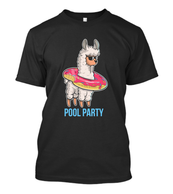 Pool Party Llama With Doughnut Float Inflatable T-Shirt