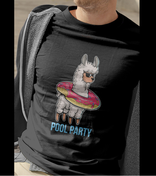 Pool Party Llama With Doughnut Float Inflatable T-Shirt