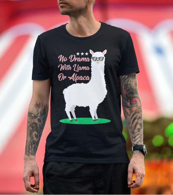 Premium T-Shirt: No Drama With Llama or Alpaca Sunglasses Stars Charming T-Shirt No Drama With Llama or Alpaca Sunglasses Stars Charming T-Shirt