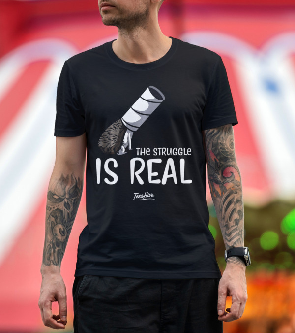 Premium T-Shirt: TeesHive The Struggle Is Real Hedgehog Stuck in Tube T-Shirt TeesHive The Struggle Is Real Hedgehog Stuck in Tube T-Shirt