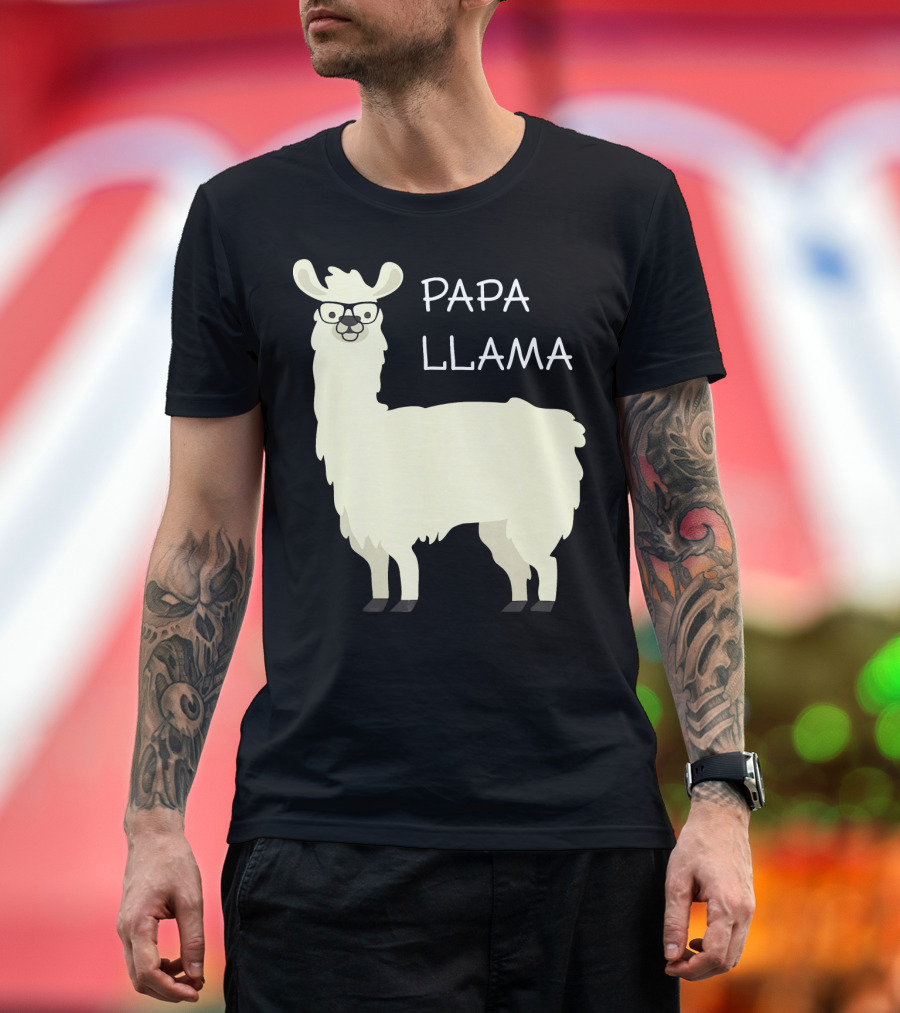 Papa Llama Wearing Glasses Cool T-Shirt