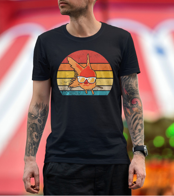 Premium T-Shirt: Retro Sunset Goldfish with Sunglasses T-Shirt Retro Sunset Goldfish with Sunglasses T-Shirt