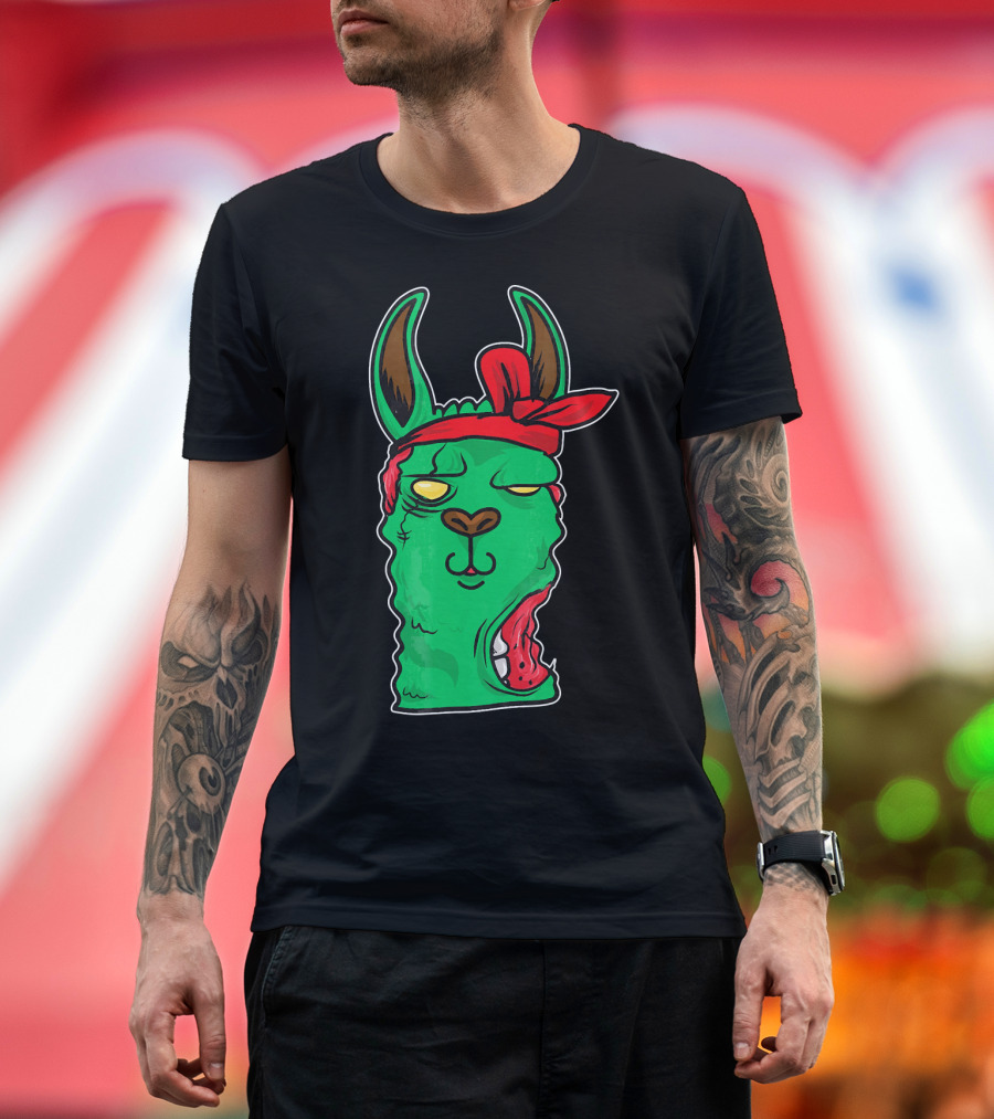 Zombie Llama Bandana Apocalypse T-Shirt
