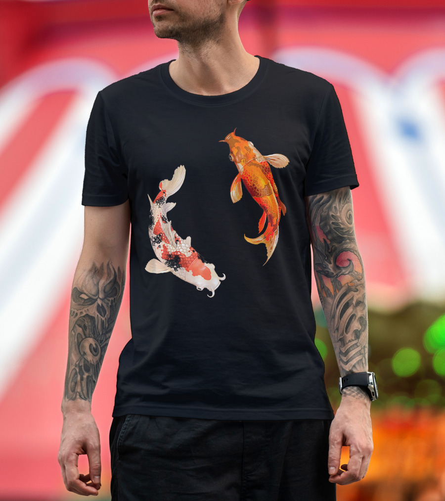 Yin Yang Koi Fishes Harmony Flowing Elegance T-Shirt