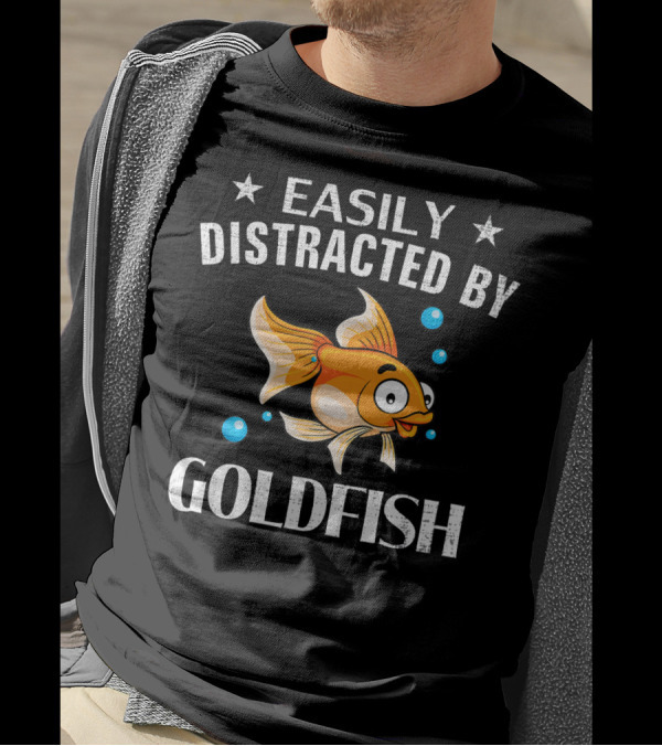 Easily Distracted By Goldfish Vintage Retro Humor T-Shirt