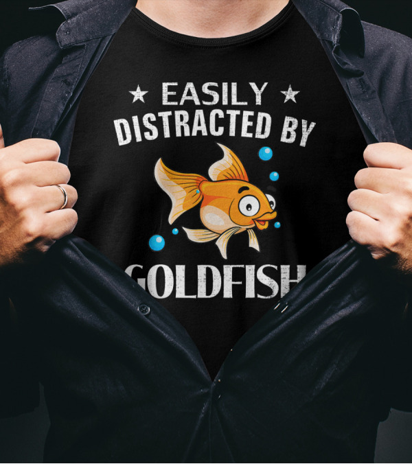 Easily Distracted By Goldfish Vintage Retro Humor T-Shirt