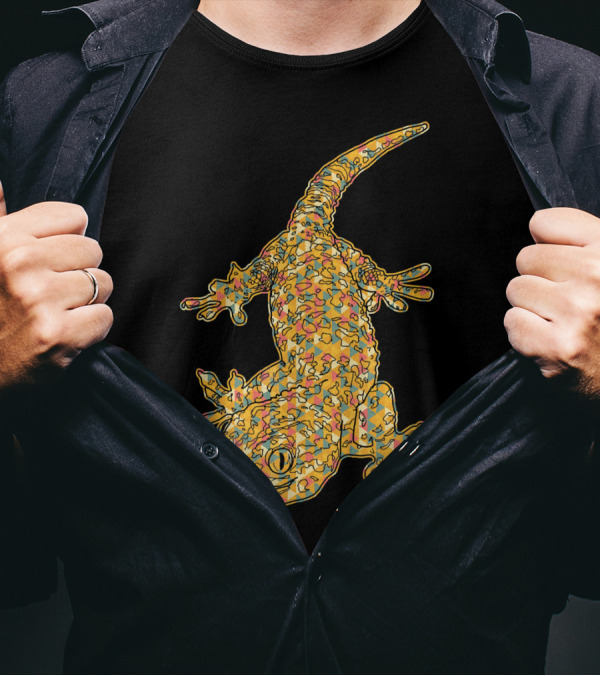 Crested Gecko Vibrant Geometric T-Shirt
