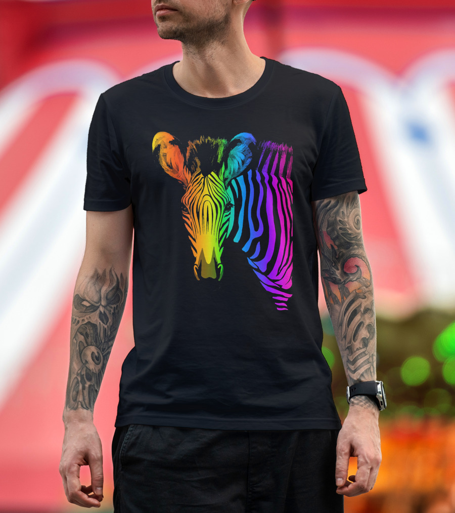 Beautiful Rainbow Zebra Animal Colorful T-Shirt