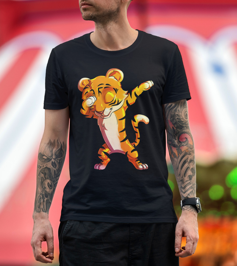 Cute Dabbing Tiger Big Cat Cub Playful Dance Pose T-Shirt