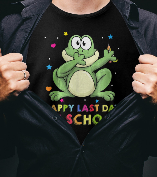 Dabbing Frog Happy Last Day Of School Woo Hoo T-Shirt