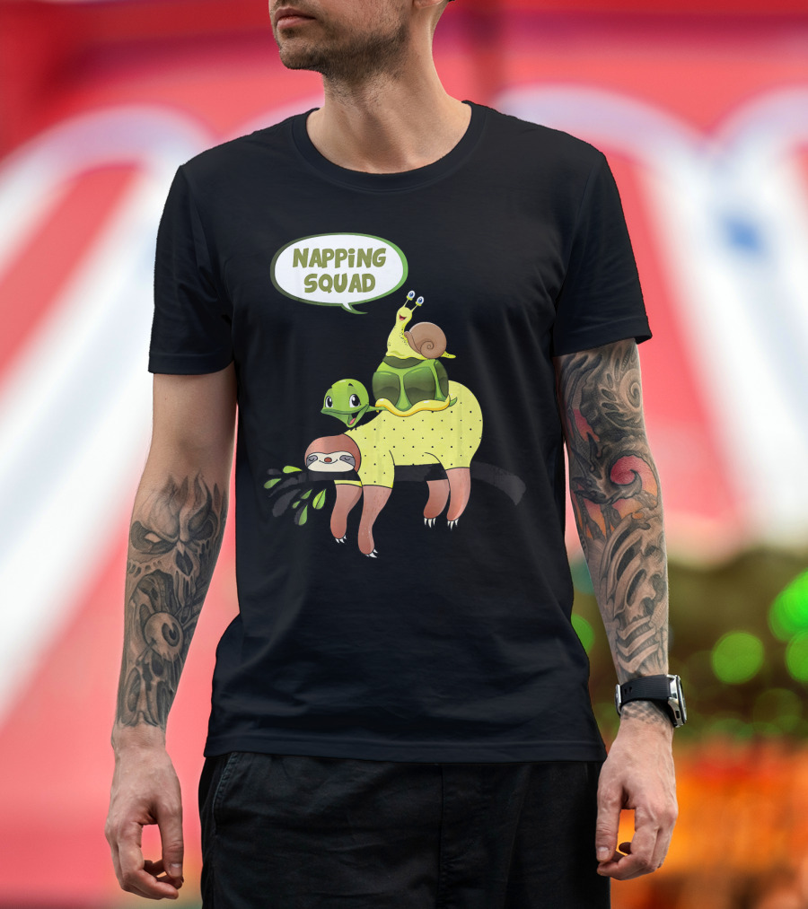 Napping Squad Cute Sloth Turtle Snail Riding Fun T-Shirt
