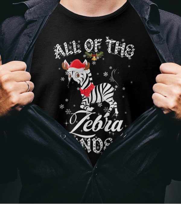 ALL OF THE ZEBRA REINDEER SANTA HAT SNOWFLAKES HOLIDAY T-Shirt
