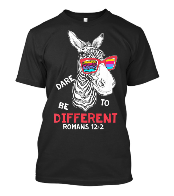 Dare To Be Different Zebra Romans 12:2 Funny Glasses T-Shirt