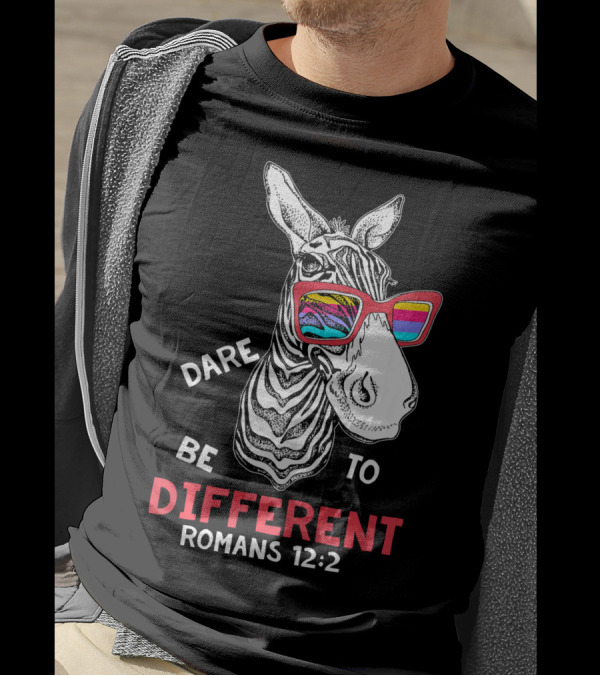 Dare To Be Different Zebra Romans 12:2 Funny Glasses T-Shirt