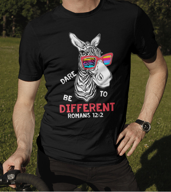 Dare To Be Different Zebra Romans 12:2 Funny Glasses T-Shirt