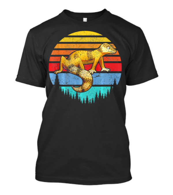Leopard Gecko Retro Sunset Lizard Lover T-Shirt