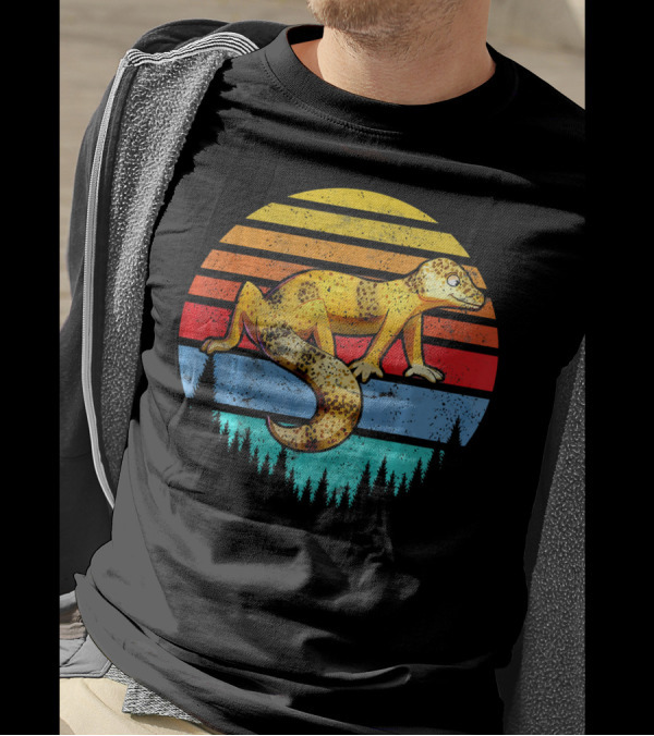 Leopard Gecko Retro Sunset Lizard Lover T-Shirt