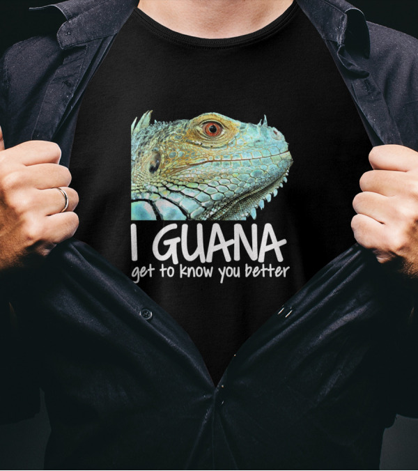 Iguana Get To Know You Better Iguana Head Close-Up T-Shirt