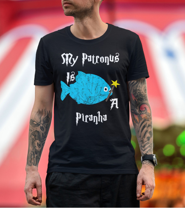 Premium T-Shirt: My Patronus Is A Piranha Fish With Magic Wand T-Shirt My Patronus Is A Piranha Fish With Magic Wand T-Shirt