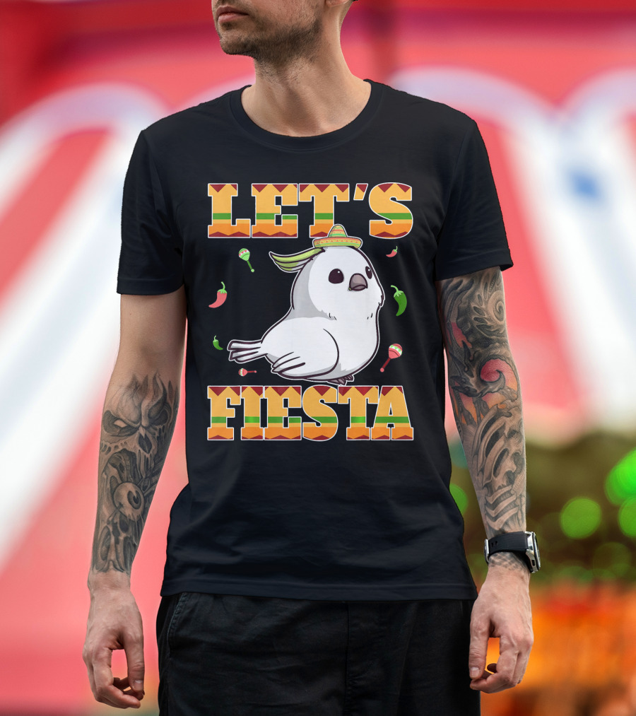 Let's Fiesta Cockatoo Bird Cinco De Mayo Sombrero Maracas Peppers T-Shirt