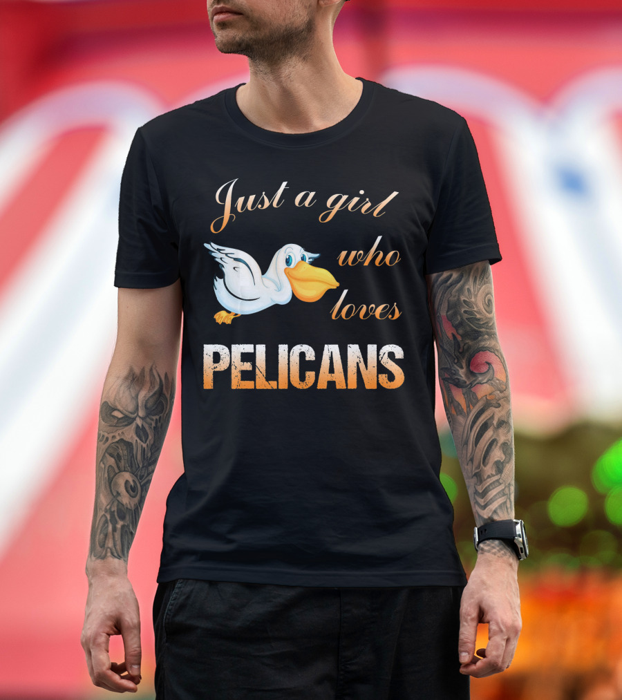 Just A Girl Who Loves Pelicans Pelican Drawing T-Shirt